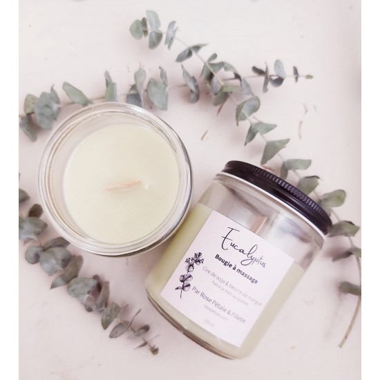 Bougie de massage Rose Pétale & Les Bougies Fleuries - Eucalyptus - 225 ml